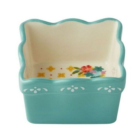 Pioneer Woman Floral Medley 4-Piece Condiment Stoneware Bowls Acacia Wood Tray - Picture 2 of 6